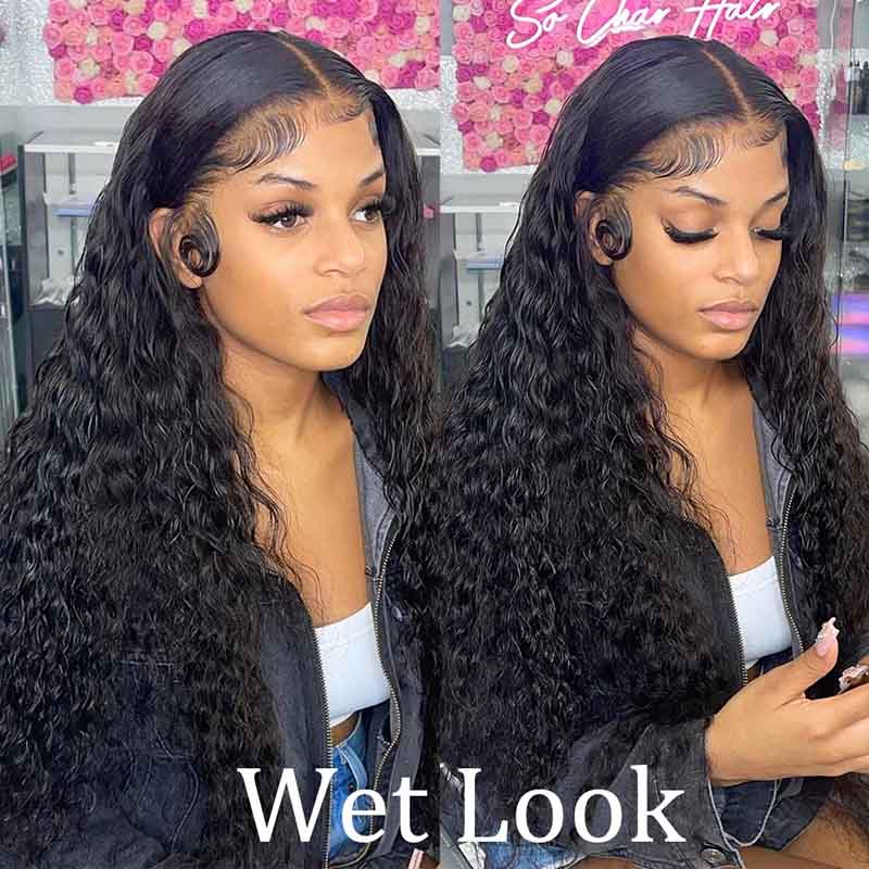 Water Wave Wigs HD Lace Front Wigs Wet And Wavy Brazilian Human Virgin Hair  Long Wigs Transparent HD Lace Front Wigs Frontal Wigs